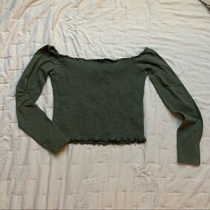 Olive Green Cropped Shirt